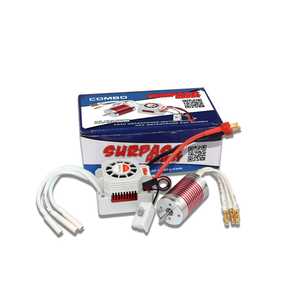 Platynowa wodoodporna 4-biegunowa 2845 silnika 4370/3930/3800/3100KV + 45A elektroniczny regulator prędkości do 1/12 1/14 RC