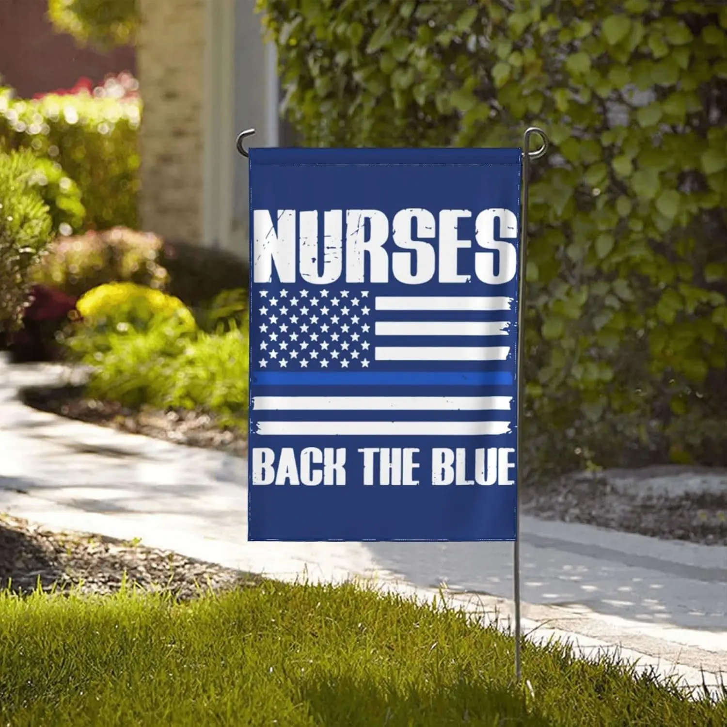 12x18 Nurses Back The Blue Garden Flag Double Sided Thin America Blue Line Yard Flag Gift For Police House Flag Noflag Stand yyi
