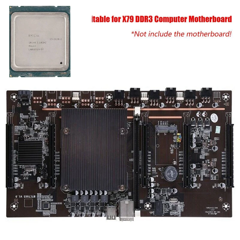 Placa-mãe para xeon e5 2620 v2, cpu lga2011, processador pin, para mineração x79 btc, ram ddr3