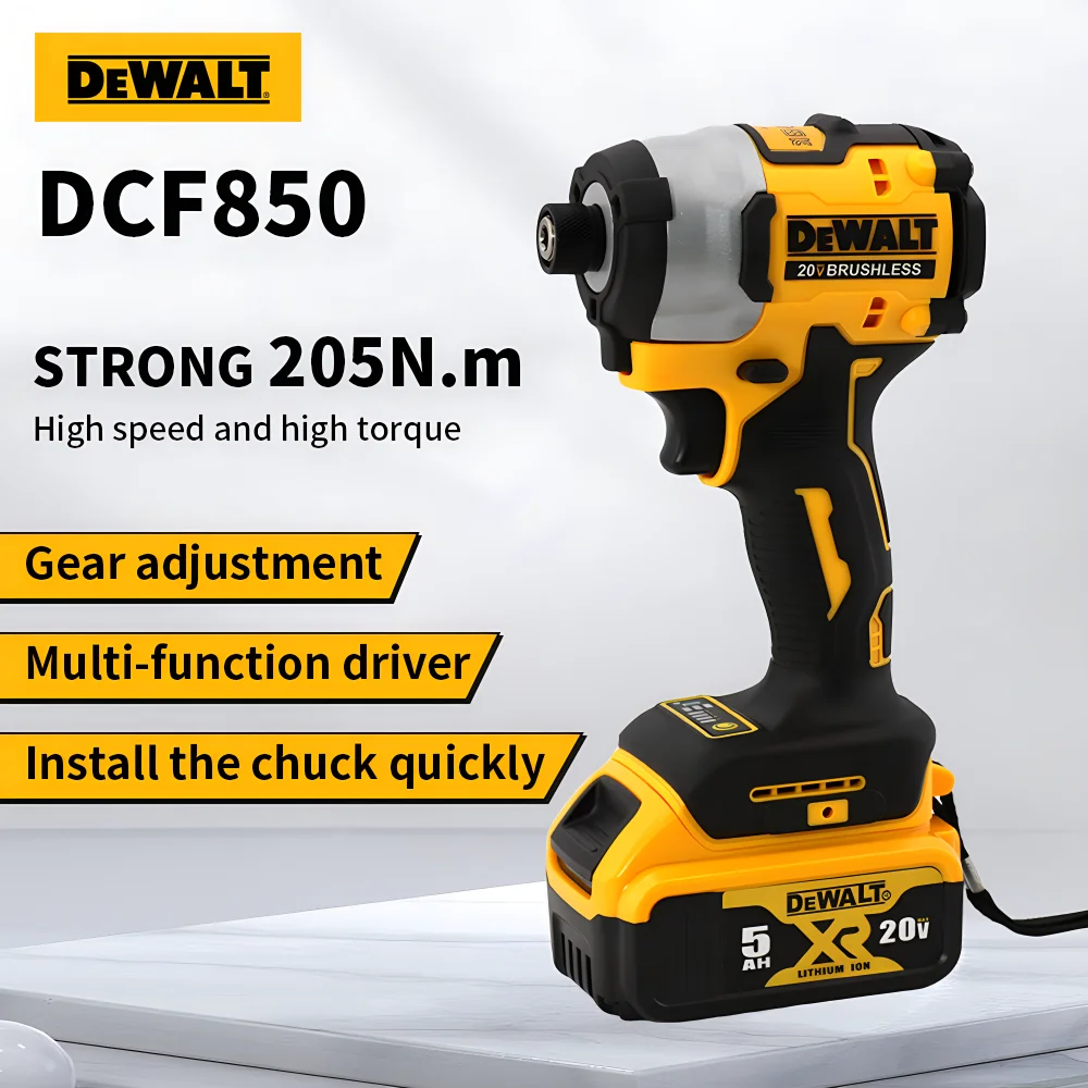 Dewalt DCF850 Cordless Impact Screwdriver Portable Brushless Electric Drill 205N.m Rechargeable 20V Battery Wireless Power Tool