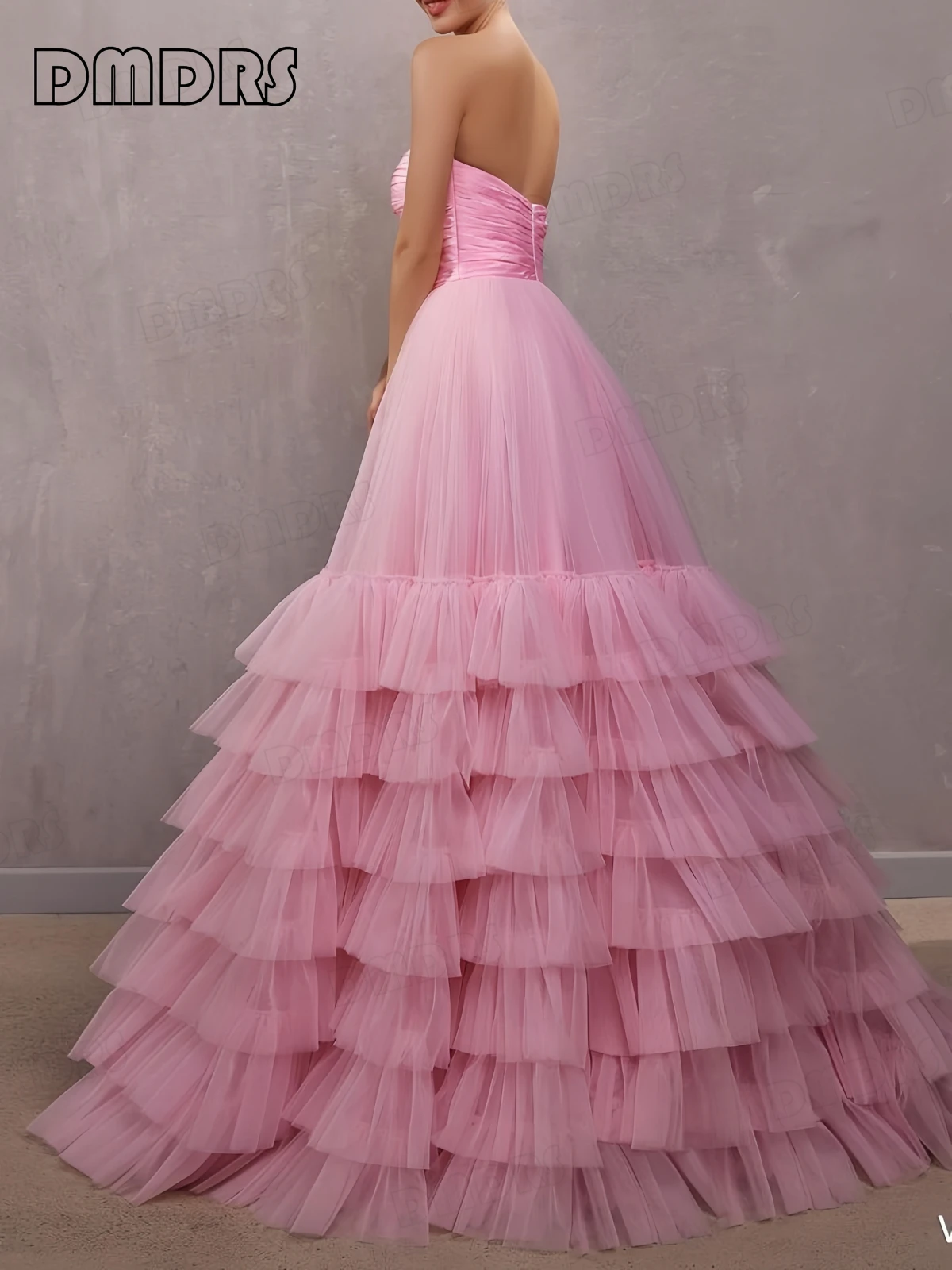 Uma linha em camadas longo vestido formal para mulheres sem alças personalizado tule festa vestidos de baile querida sem alças doce 15 16 vestido