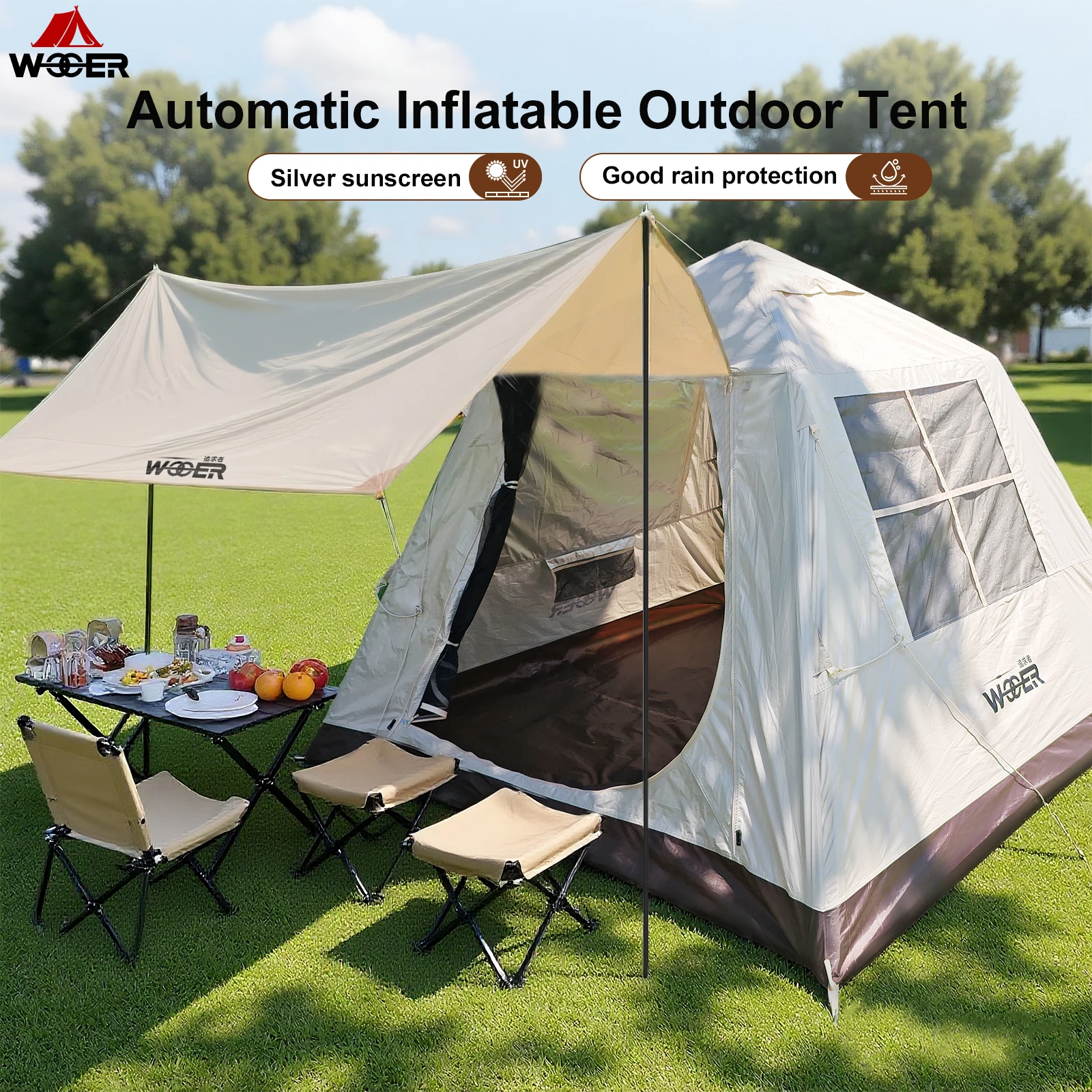 

TPU Inflatable tent for camping extra large glamping tent blow up tent easy setup 4 season windproof tent waterproof tents