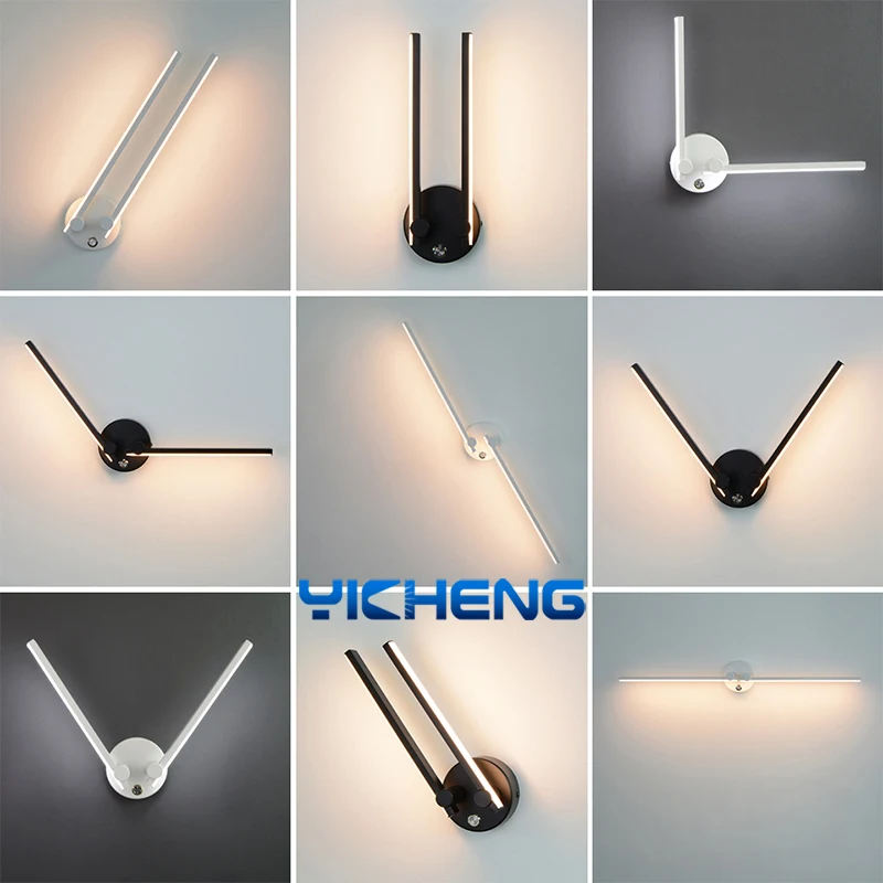 Adjustable Nordic LED Mirror Front Light Angle LED Wall Lamp 300°Rotatable Bedside Lamp with Switch For Indoor Room Decoration