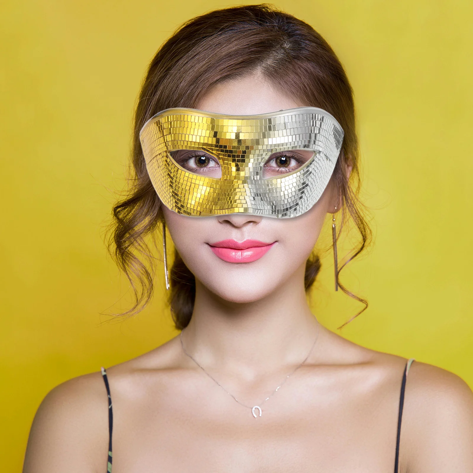 Disco Ball Glitter Mask Masquerade Party Face Cover Halloween Adult Sparkly Reflective Disco Mirror Carnival Dj Rave Mask