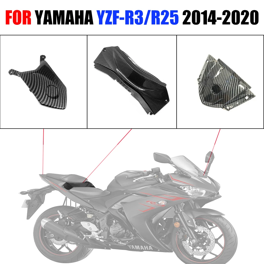 For YAMAHA YZFR3 YZFR25 YZF R3 R25 2014- 2022 Carbon Fiber Pattern Rear Tail Light Cover Cowl Backseat Middle Fairing Panel Hood