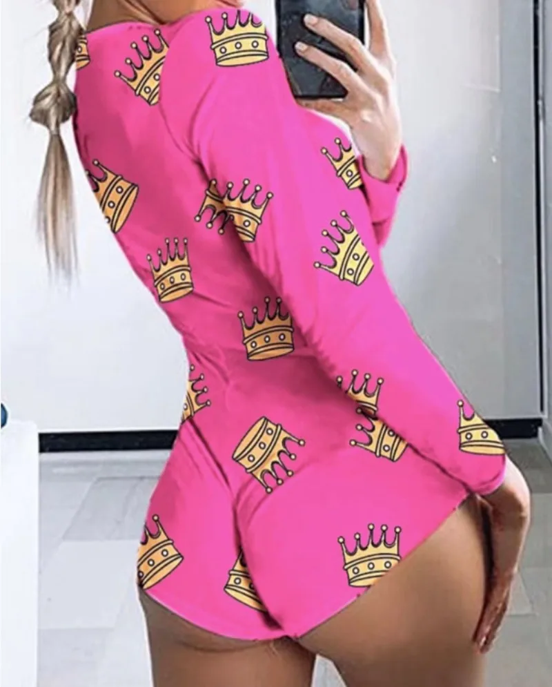 Womens Rompers Printed Slim Sexy Jumpsuit Pajamas Women