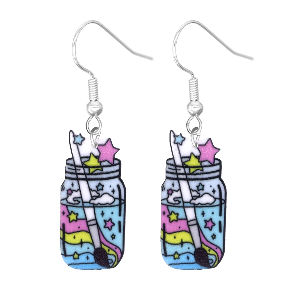 Funny Teeth Tongue Toilet Underwear Cup Design DangleEarrings Cute Cartoon Style Acrylic Jewelry Creative FemaleEarrings