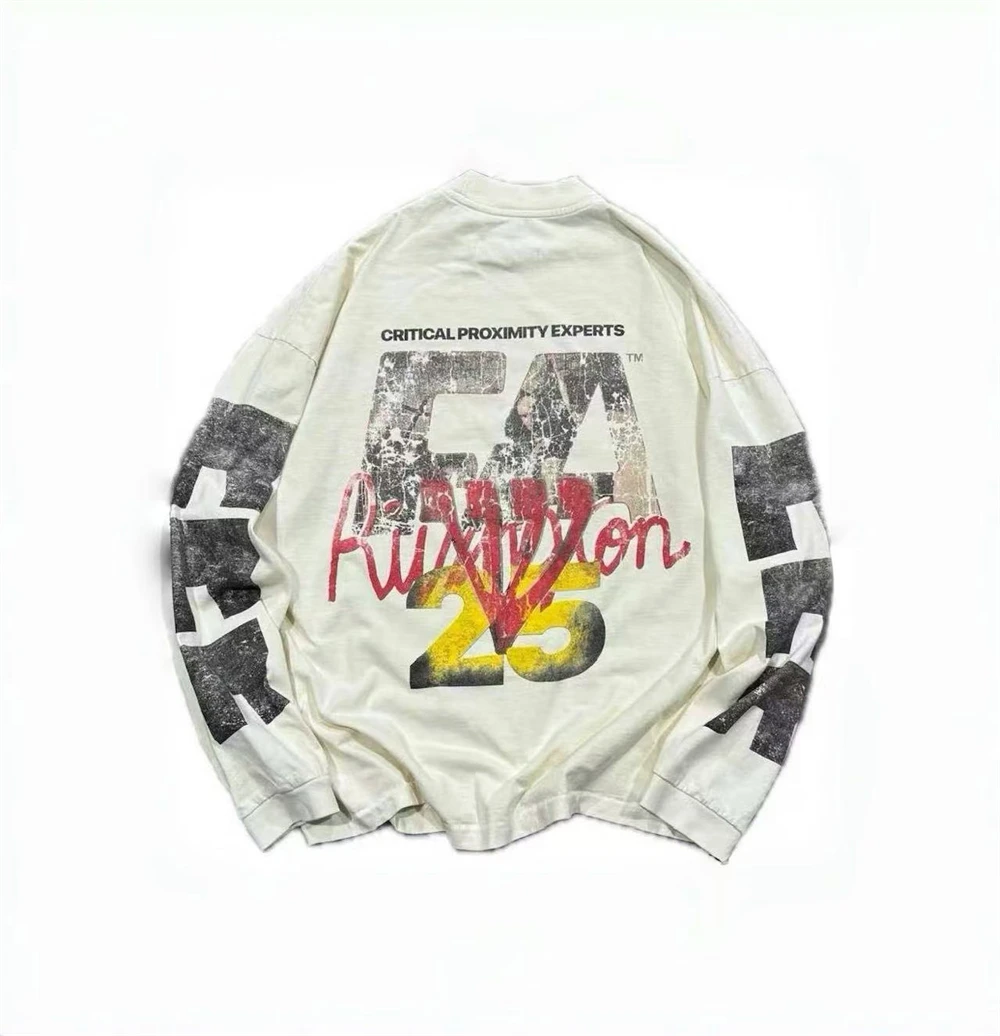 غسلها RRR123 الهواء تحطم الكتابة على الجدران طويلة الأكمام تي شيرت الرجال النساء أفضل جودة RRR 123 بلايز تي شيرت #2