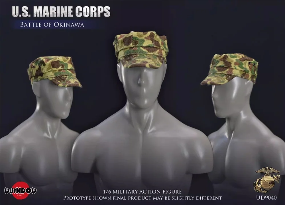 UJINDOU UD9040 WWII US. Soldier Doll Action Mini Toys Model Military Helmet Caps PVC Material Not Real For 12" Male Figure 1/6