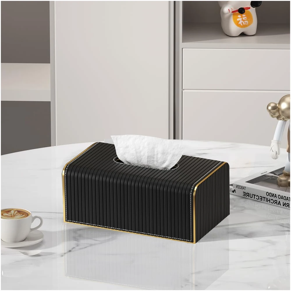 Leasylife Large Leather Rectangular Tissue Box Holder for Bathroom Vanity Countertop, Coffee Table, Hotel,Office Desk Tissue Box