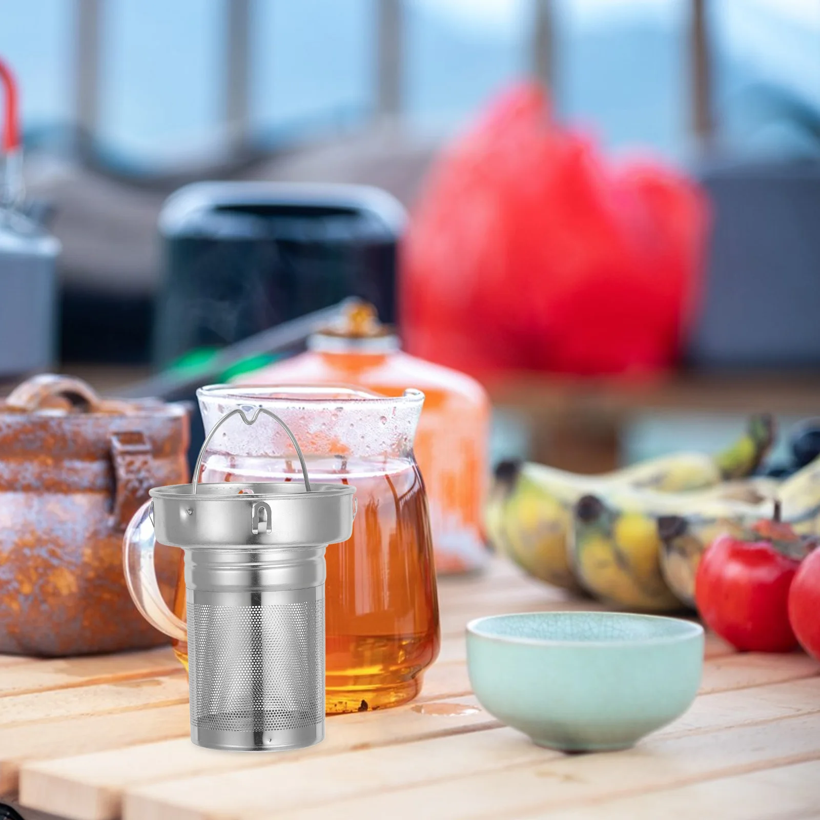 

Reusable Stainless Steel Tea Infuser Fine Mesh Loose Leaf Tea Strainer Compact Lightweight Design for Travel Home Office Brewing