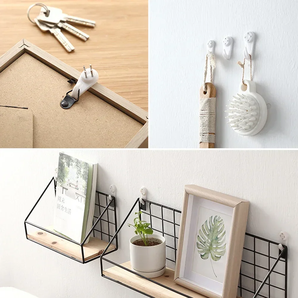 20pcs White Painting Photo Frame Hook Plastic Invisible Wall Hooks Mount Photo Picture Nail Hook Hanger Mirror Hanging Hangers