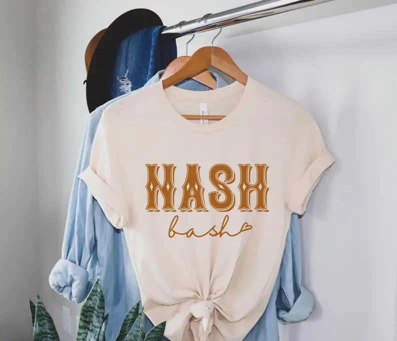 

Nash Bash Western T-Shirt Short Sleeve 100% Cotton Top Tee Funny Letter Print Graphic O Neck Streetwear goth y2k Drop Shipping