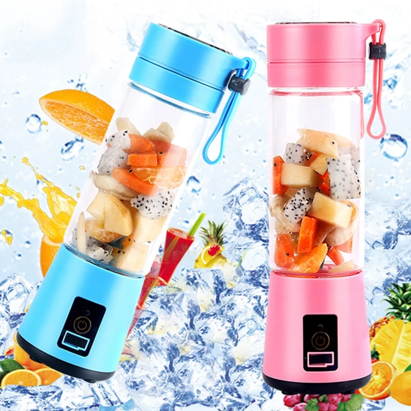 420Ml Portable Juicer Glass Bottle Juicer USB Rechargeable 6 Blades Juicer Smoothie Blender Machine Mixer Mini Juice Cup