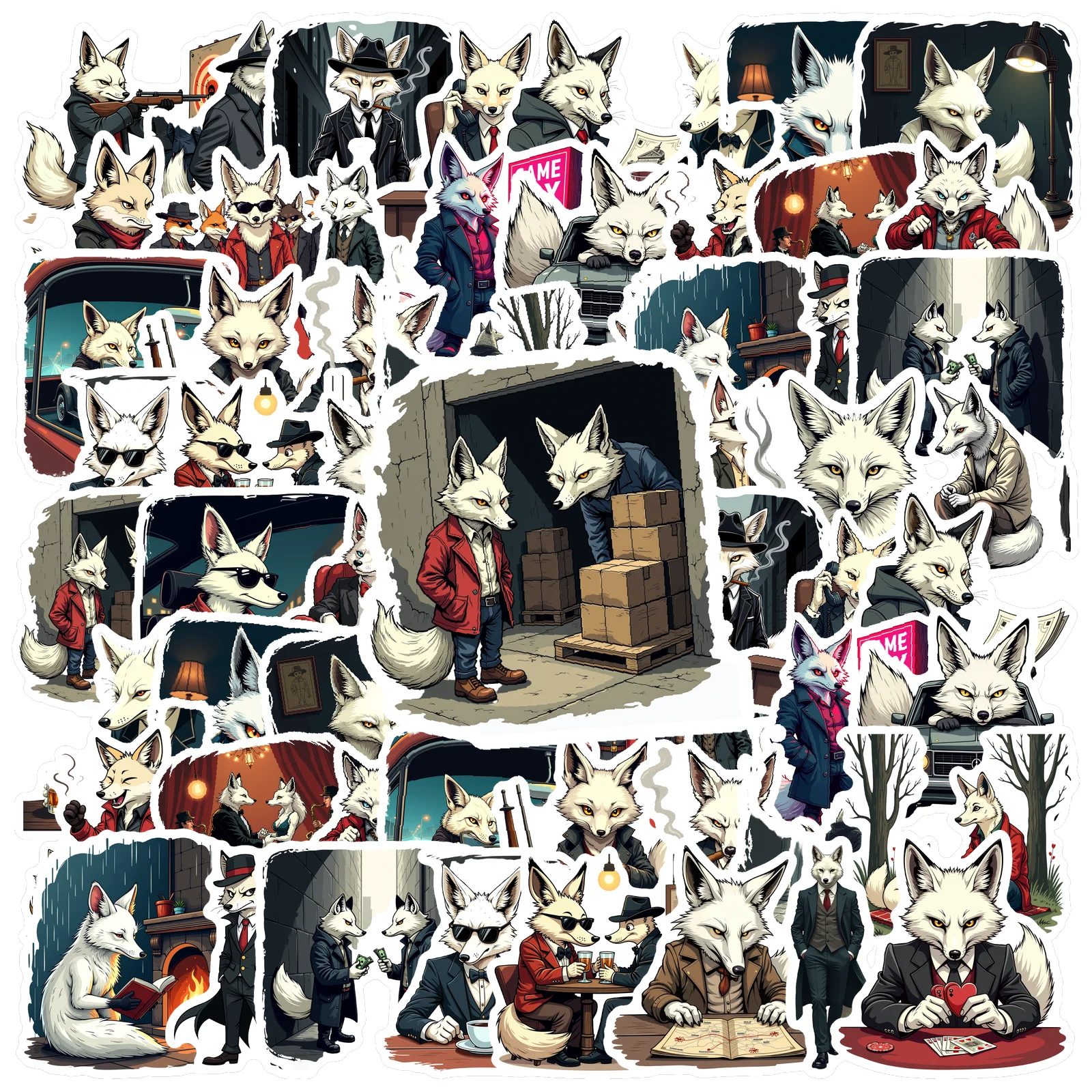 35pcs-100pcs Vintage Stickers Humorous Stationery Stickers Fox Stickers For Guitar DIY Bicycle Skateboard Laptop Luggage Decor