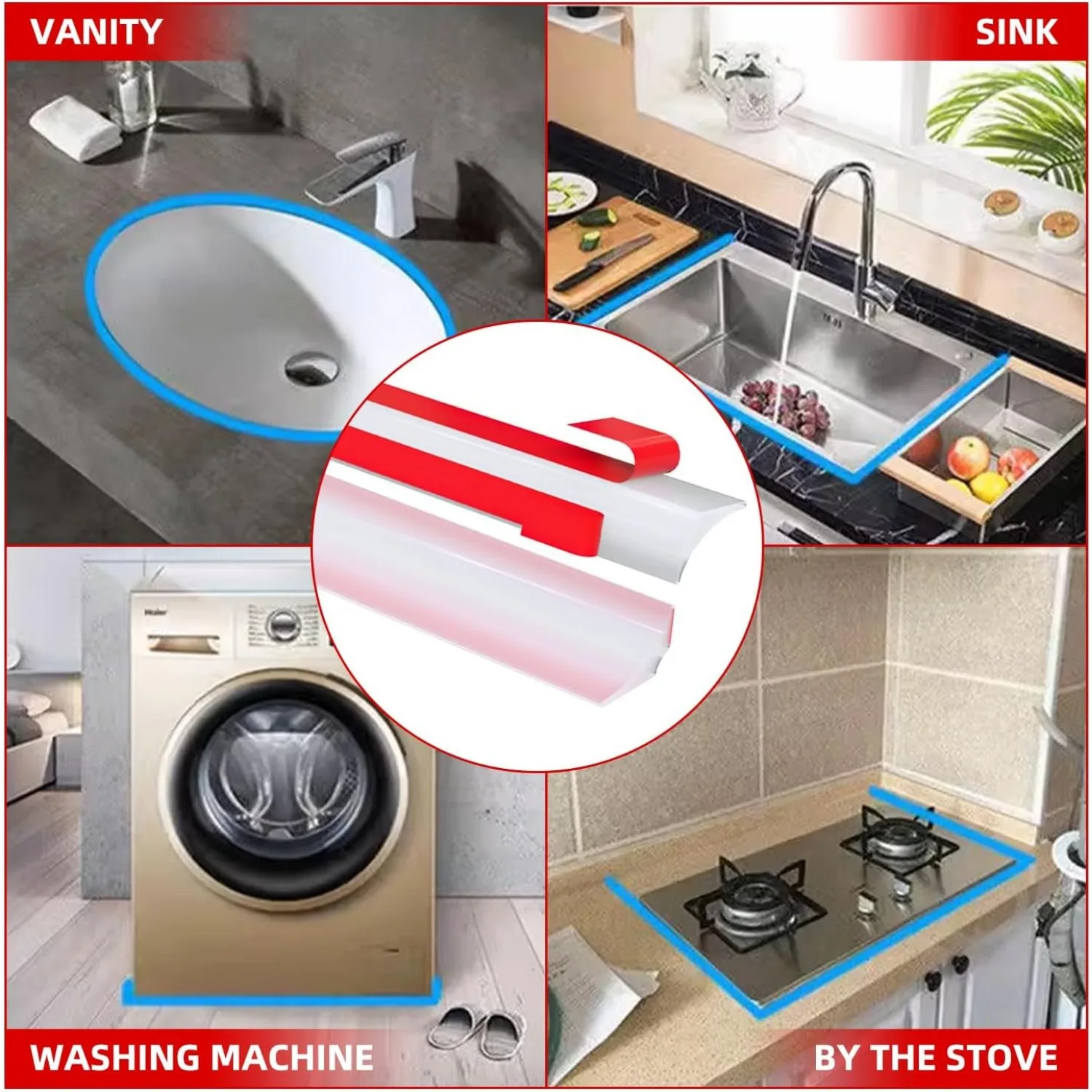 

1M Shower Threshold Water Dam Silicone Barrier Shower Door Bottom Seal Strip Shower Splash Guard Frameless Shower Door Seal