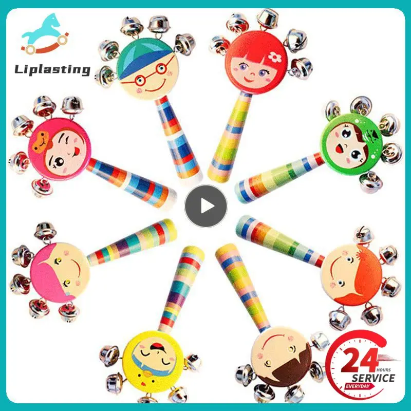 

New Colorful Cartoon Baby Rattle Rainbow Toy Kid Pram Crib Handle Wooden Activity Bell Stick Shaker Rattle Baby Infant