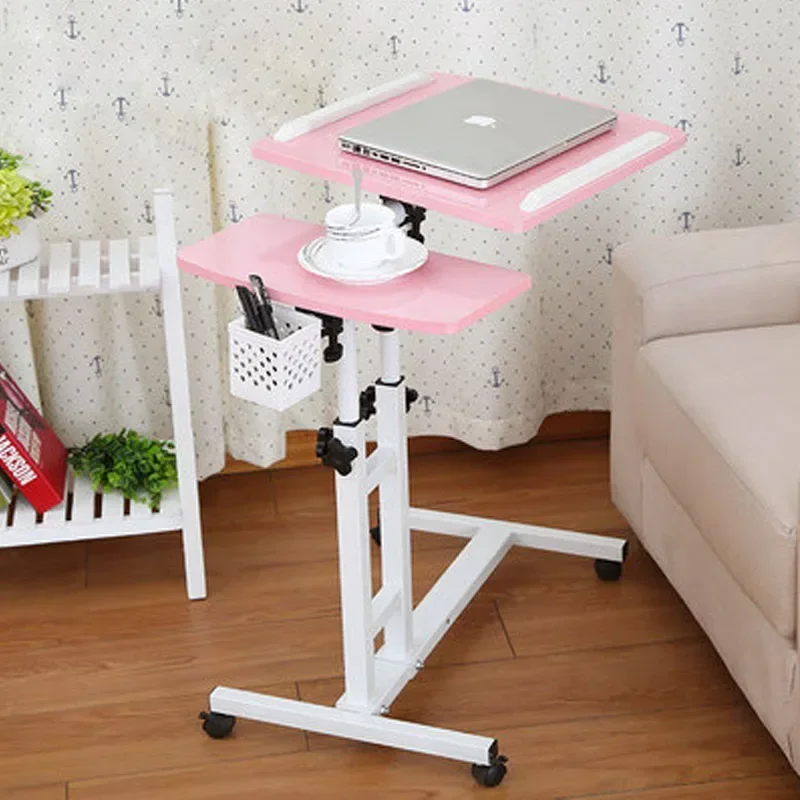 Upgrade Mini Mordern Design Bed Side Table Desktop Adjustable Height Liftable For Laptop Desk Notebook Stand Tray With Wheel Mov