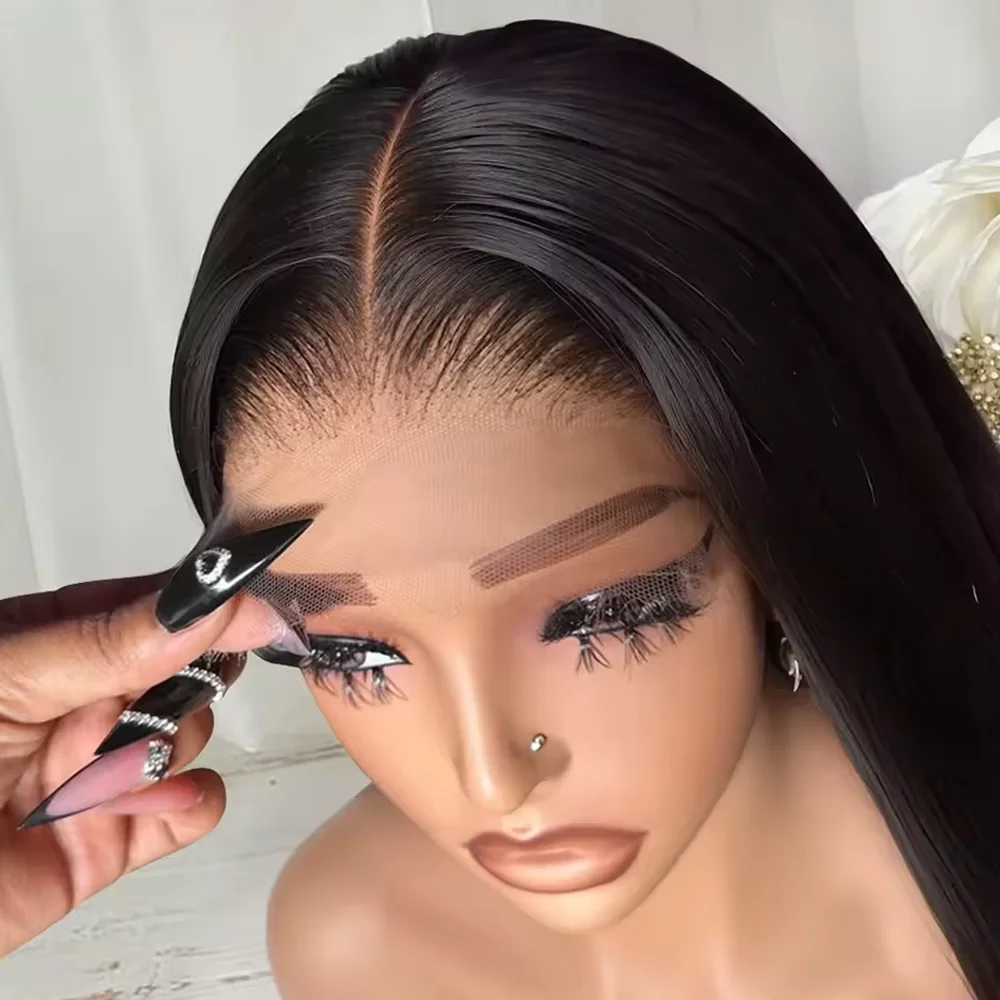 

250 Density 13x4 13x6 Lace Frontal Transparent Lace 18 42 Inch Long Straight 5x5 Glueless Human Hair Pre plucked Wigs For Women