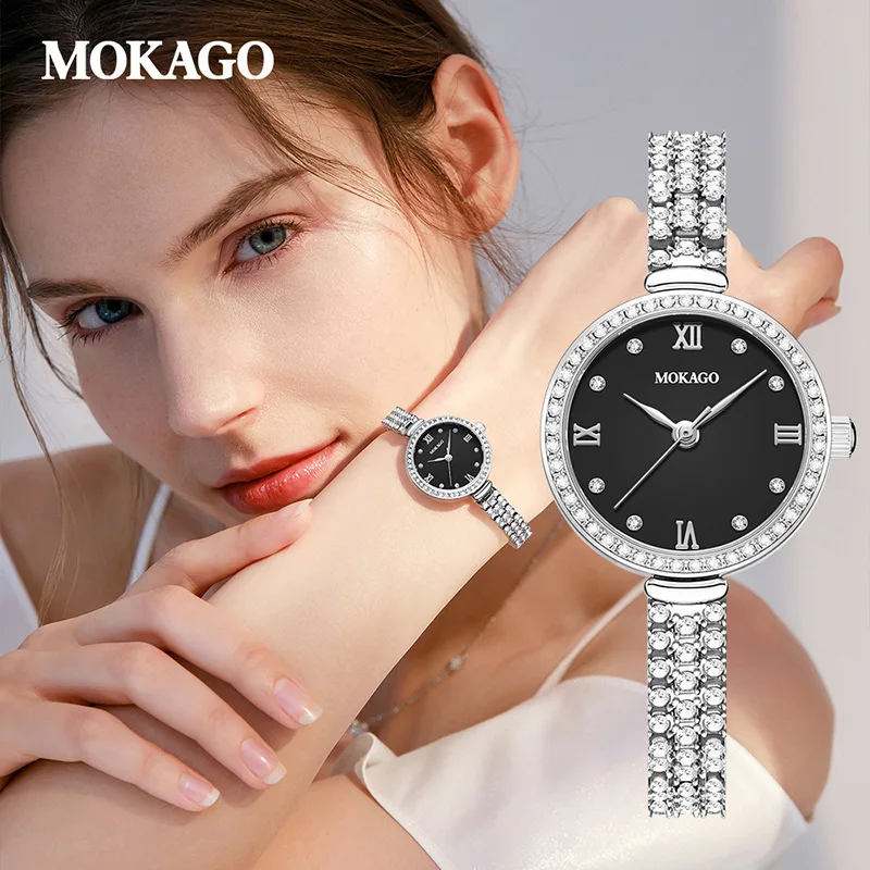 

Женские кварцевые часы, инкрустированные бриллиантами, маленький круглый циферблат, модные легкие роскошные наручные часы-браслет, бестселлер, элегантные часы