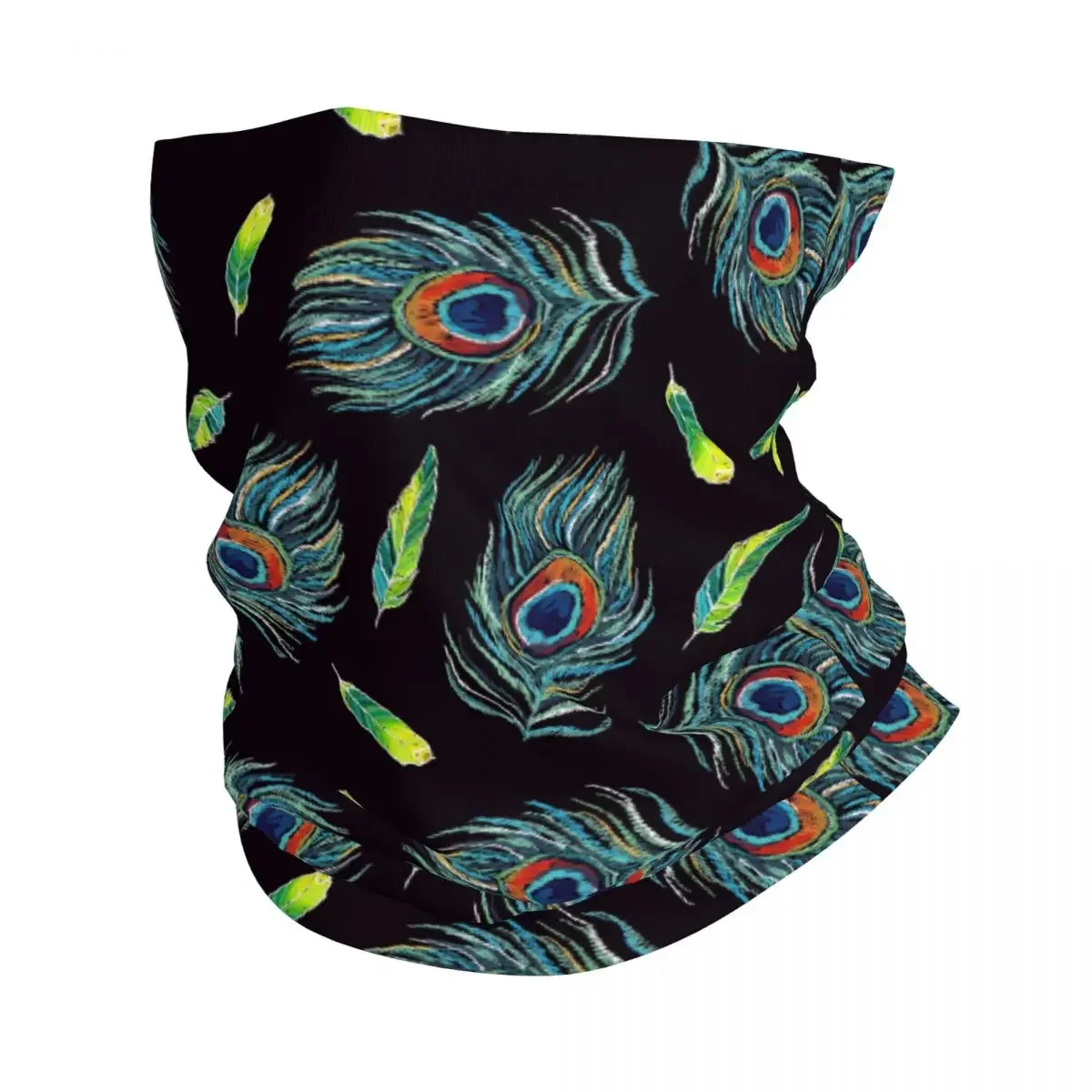 Peacock Feather Pattern Bandana Neck Gaiter Printed Balaclavas Face Scarf Warm Cycling Hiking Unisex Adult Washable