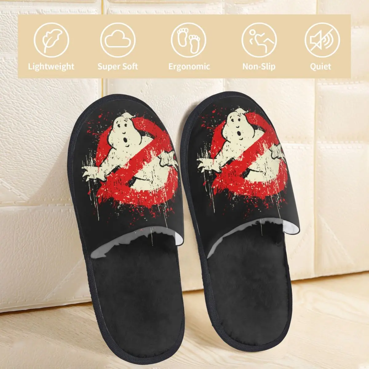 Zapatillas de algodón para el hogar, pantuflas de espuma viscoelástica suave, antideslizantes, música de película, fantasma, Busters, dormitorio