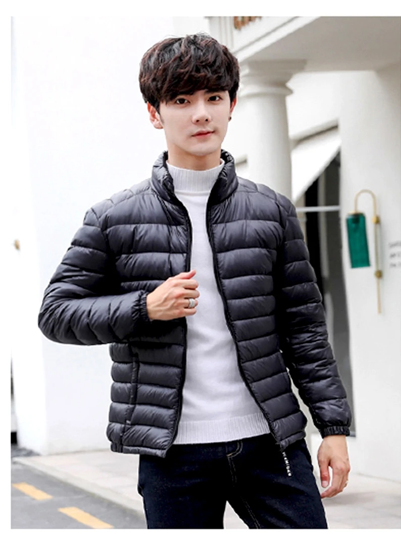 

Мужская пуховая хлопковая куртка, легкая и осенне-зимняя теплая молодежная защита от холода, городская повседневная нейлоновая наполнитель