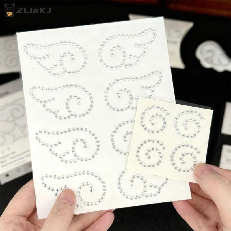 1 sheet 3D Acrylic Angel Wings Crystal Stickers Fish Cakes Sparkly Rhinestone Decals DIY Decor Self Adhesive Jewelry Crafts