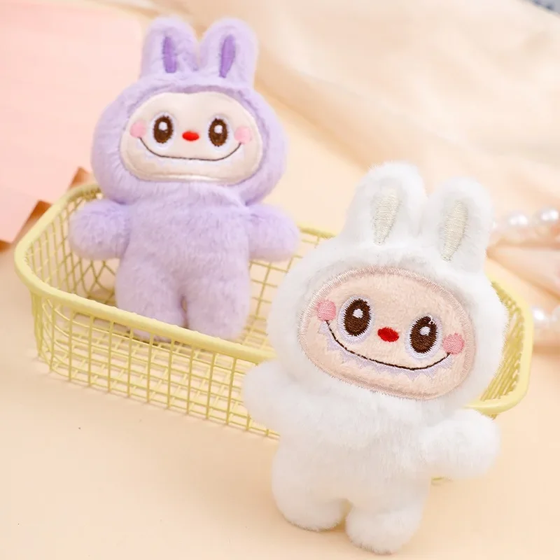 11cm Cute Cartoon Labubu The Monster Plush Doll Pendant Kawaii Anime Keychain Student Schoolbag Pendant Doll Girl Boy Gift Toys