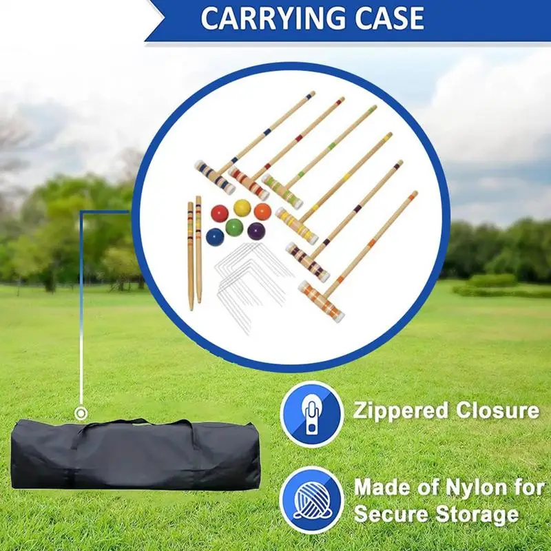 Jeu de Croquet, jeux de balle amusants avec balles et sac de transport, ensemble de sport Portable en bois, Kit de Bowling en bois réutilisable pour pelouse