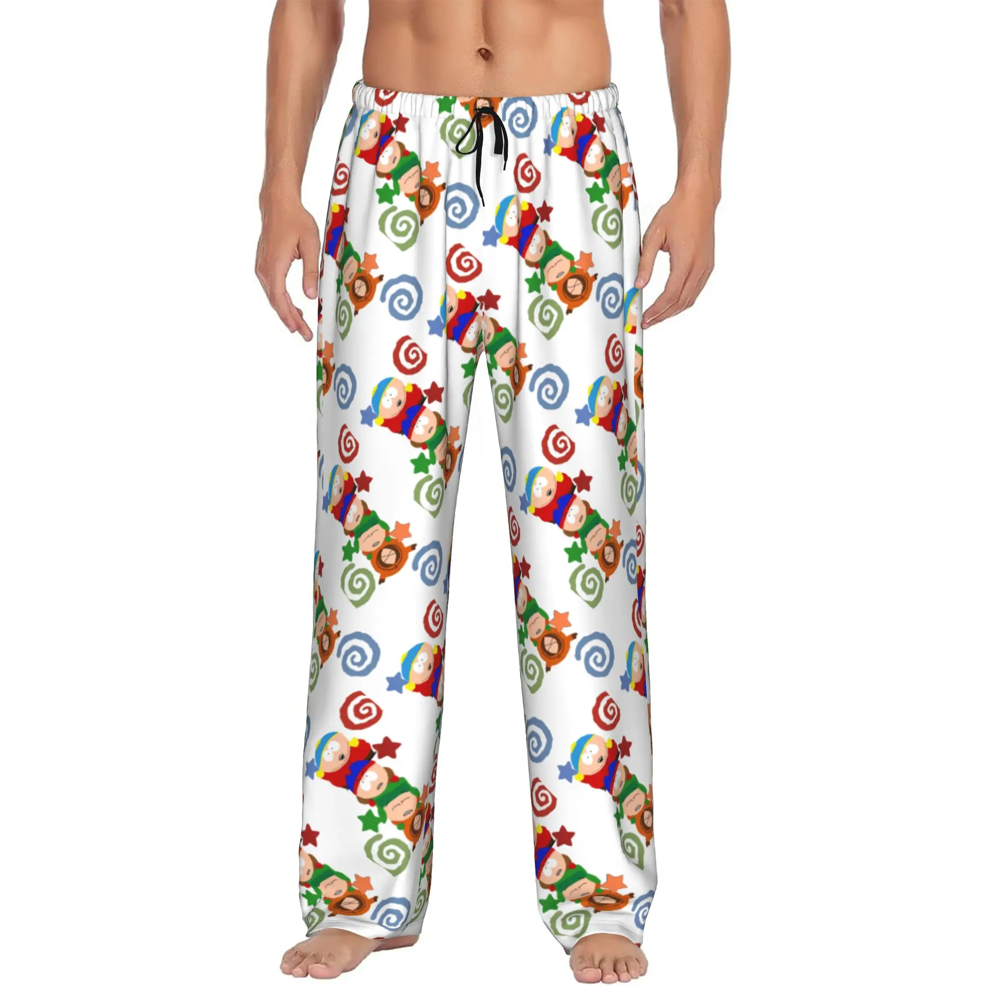 Custom S-SouthParks Pajama Pants for Men  Lounge Sleep Drawstring Sleepwear Bottoms with Pockets