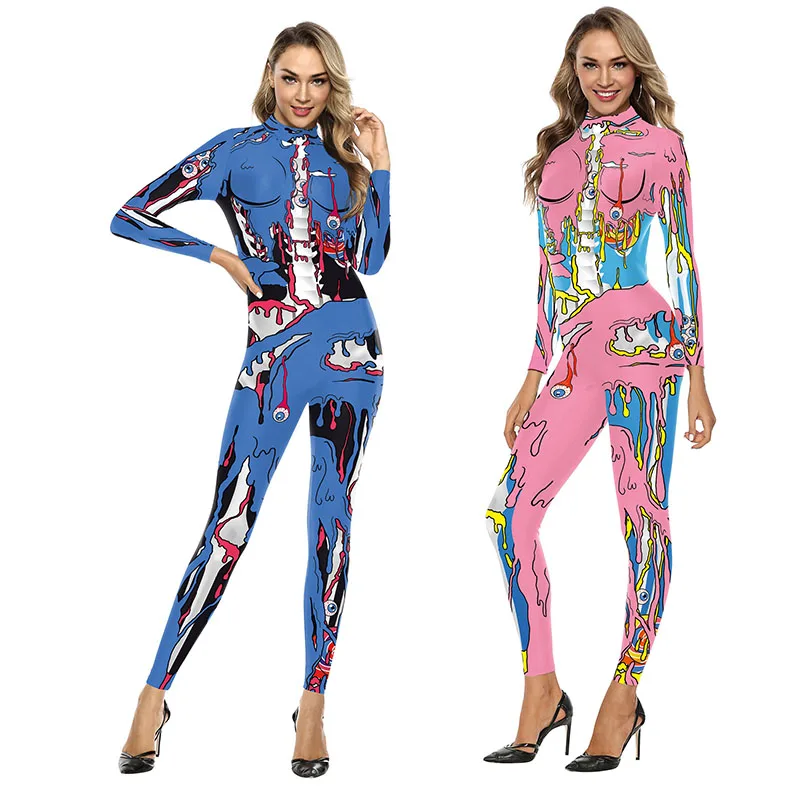 Zawaland Bodysuits Festival Cosplay Kostuum 3d Print Vakantie Feest Catsuit Jumpsuit Voor Vrouwen 3d Print Zentai Halloween