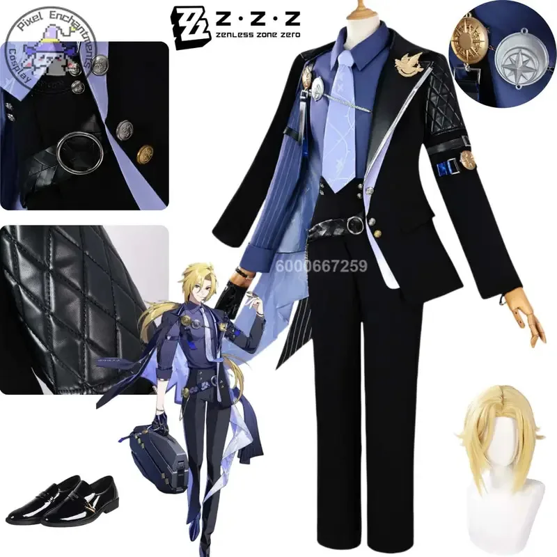 

Hot Game Zenless Zone Zero Hugo Villard Cosplay New Anime Costume Role Playing Fashion Uniform Wig Shoes for Men Women Halloween