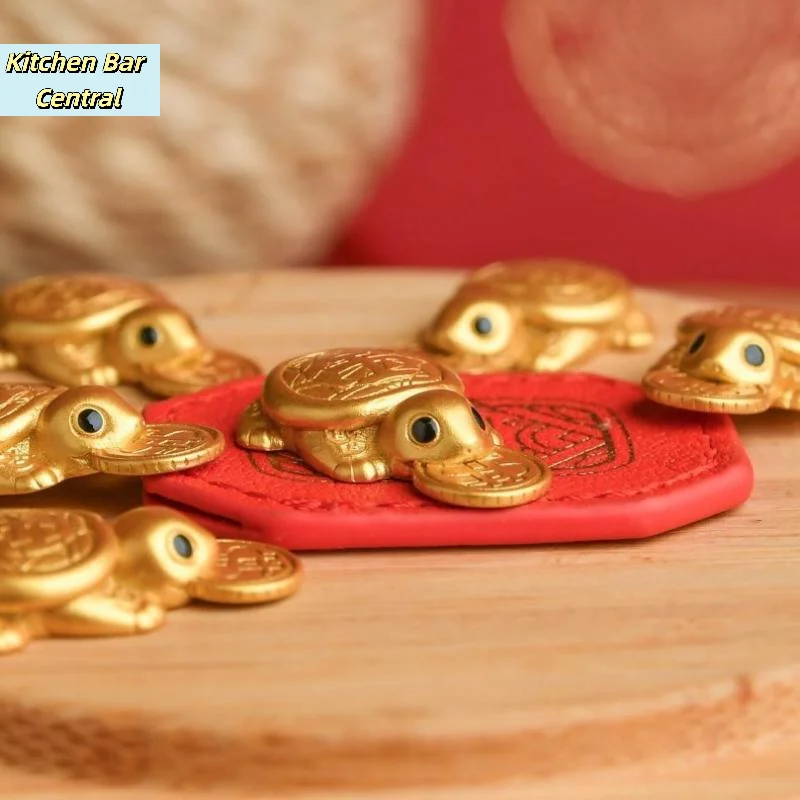 【Fengshui Lucky Turtle Wallet Charm Money-biting Turtle Ornaments Decor For Longevity Protection & Financial Stability】