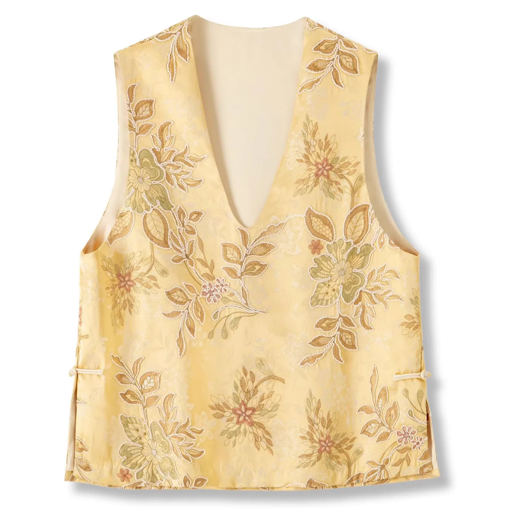 Women's Retro V-neck Sleeveless Vest Chinese New Jacquard Vest