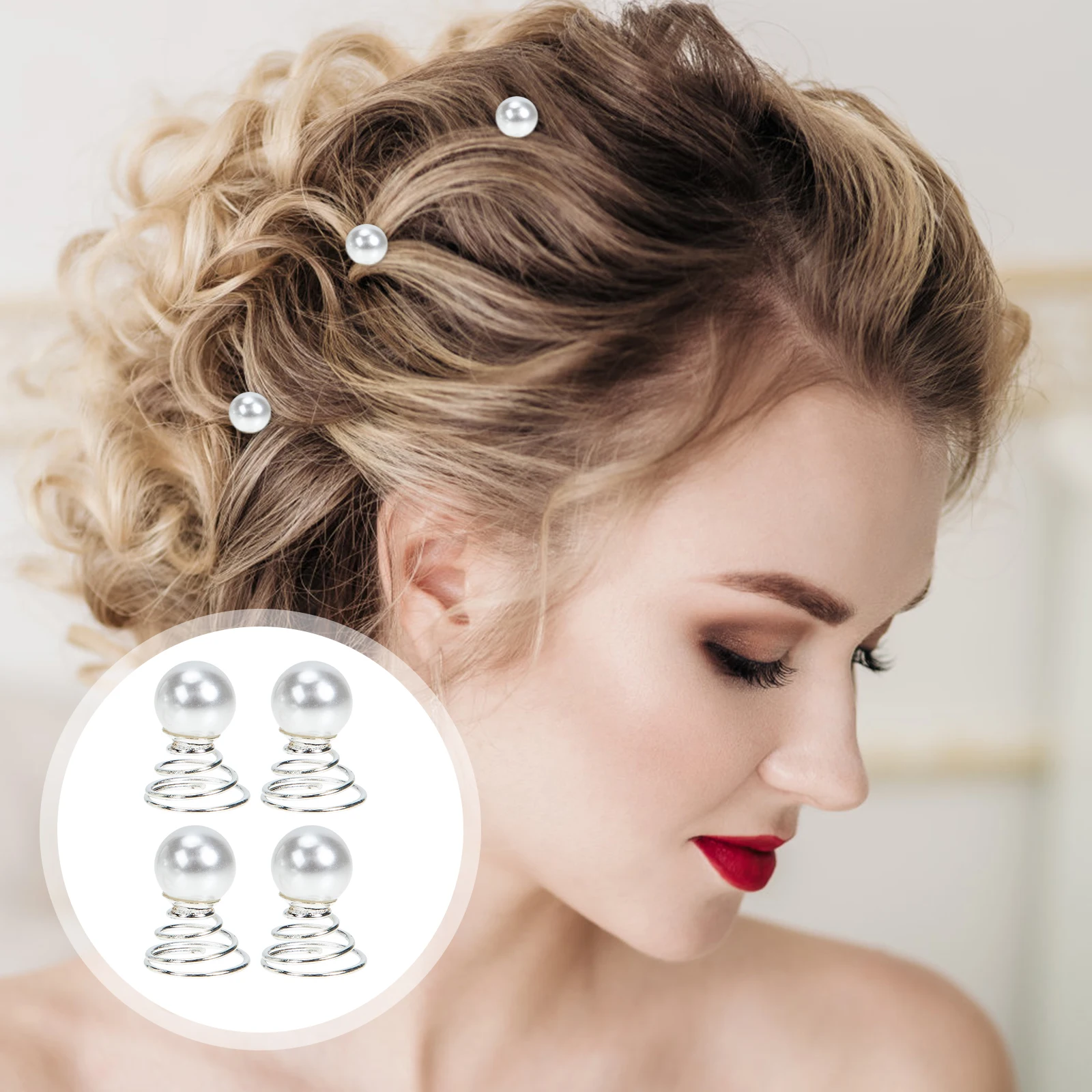 

20 Pcs Pearl Hair Clip Spiral Accessories Women Sparkly Barrettes Braids Jewelry Elegant Hairstyle Bridal Wedding