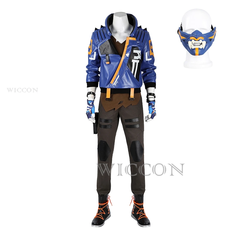 

Valorant Yoru Cosplay Costume Jacket Pants Full Set Mask Men Disguise Halloween Carnival Suit