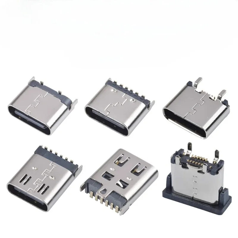 10Pcs USB Connector Type C Female Charging Port Jack 2/4/6/16/24Pin TypeC Socket PCB Soldering SMD SMT DIY Repair Type C Adapter