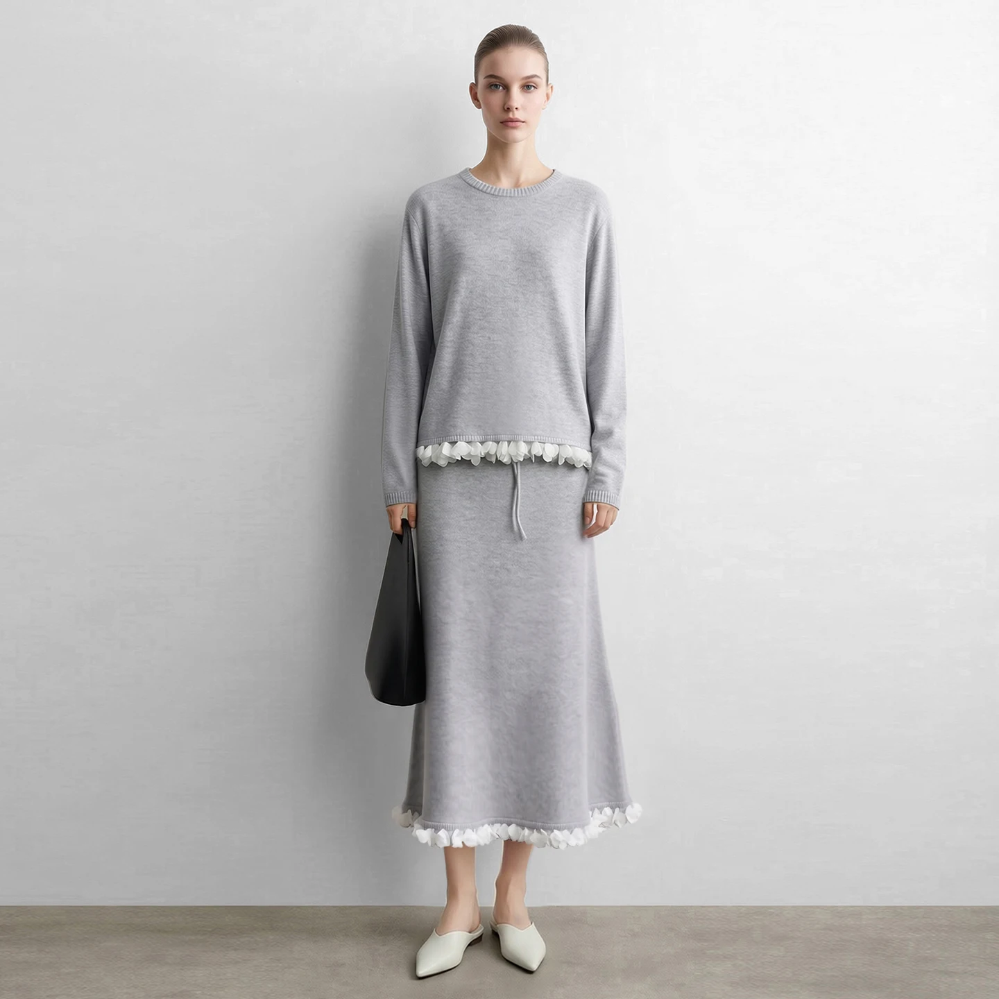 Amii Women's Straight A-Line Long Skirt Ruffle Hem Loose Fit Minimalist Commuter Skirts Autumn Fashion Woman Clothing 12623046