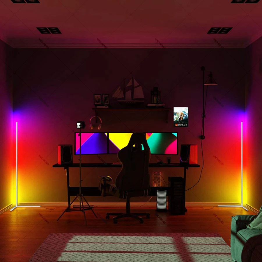 160cm White Tuya RGB Floor Lamp Smart APP Remote Control Modern Corner Floor Light Atmospheric Festival LED Stand Lighting