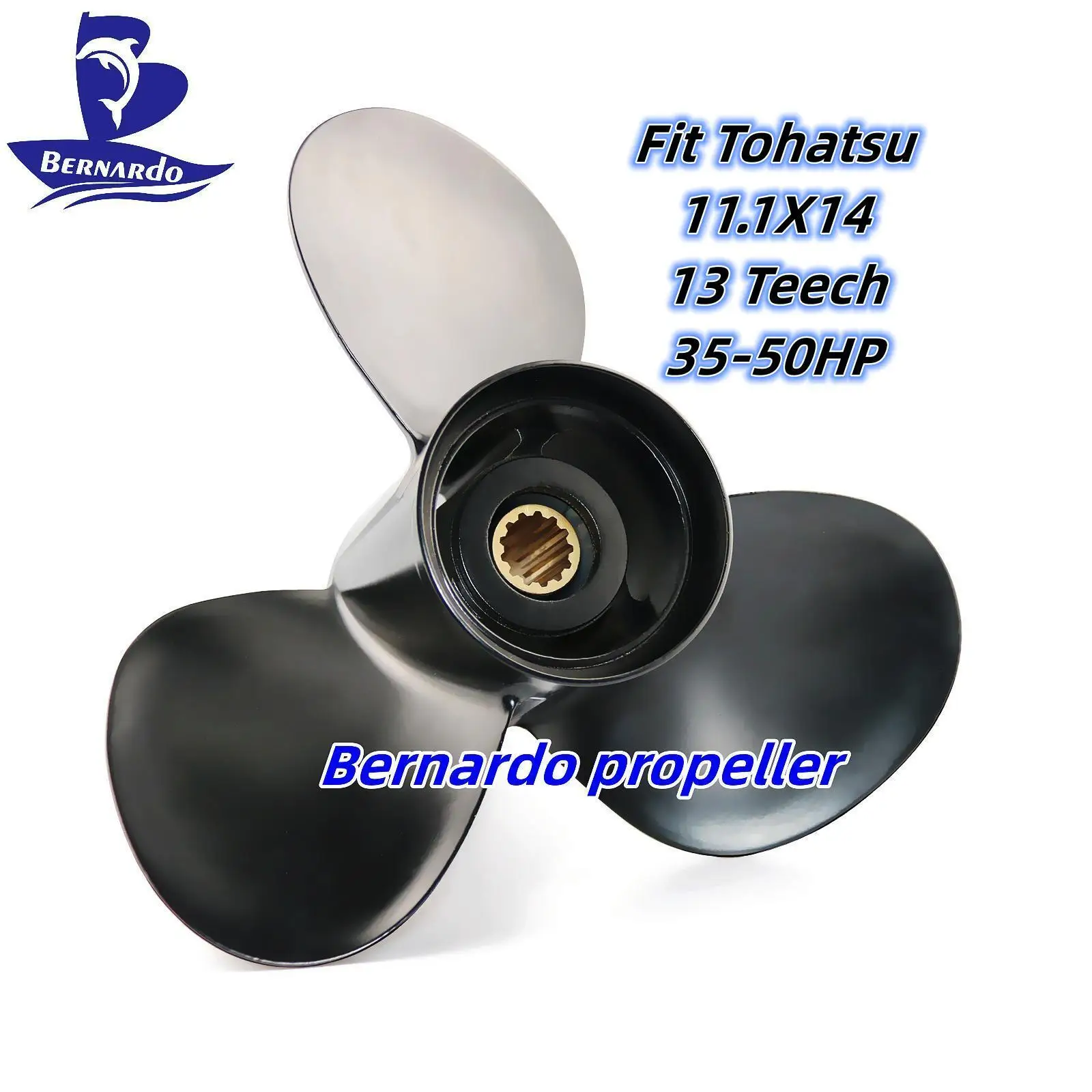 

Bernardo Boat Propeller 11.1x14 Fit Tohatsu Outboard Engines 35 40 50 HP Motor Aluminum Alloy Screw 3 Blades 13 Tooth Spline RH