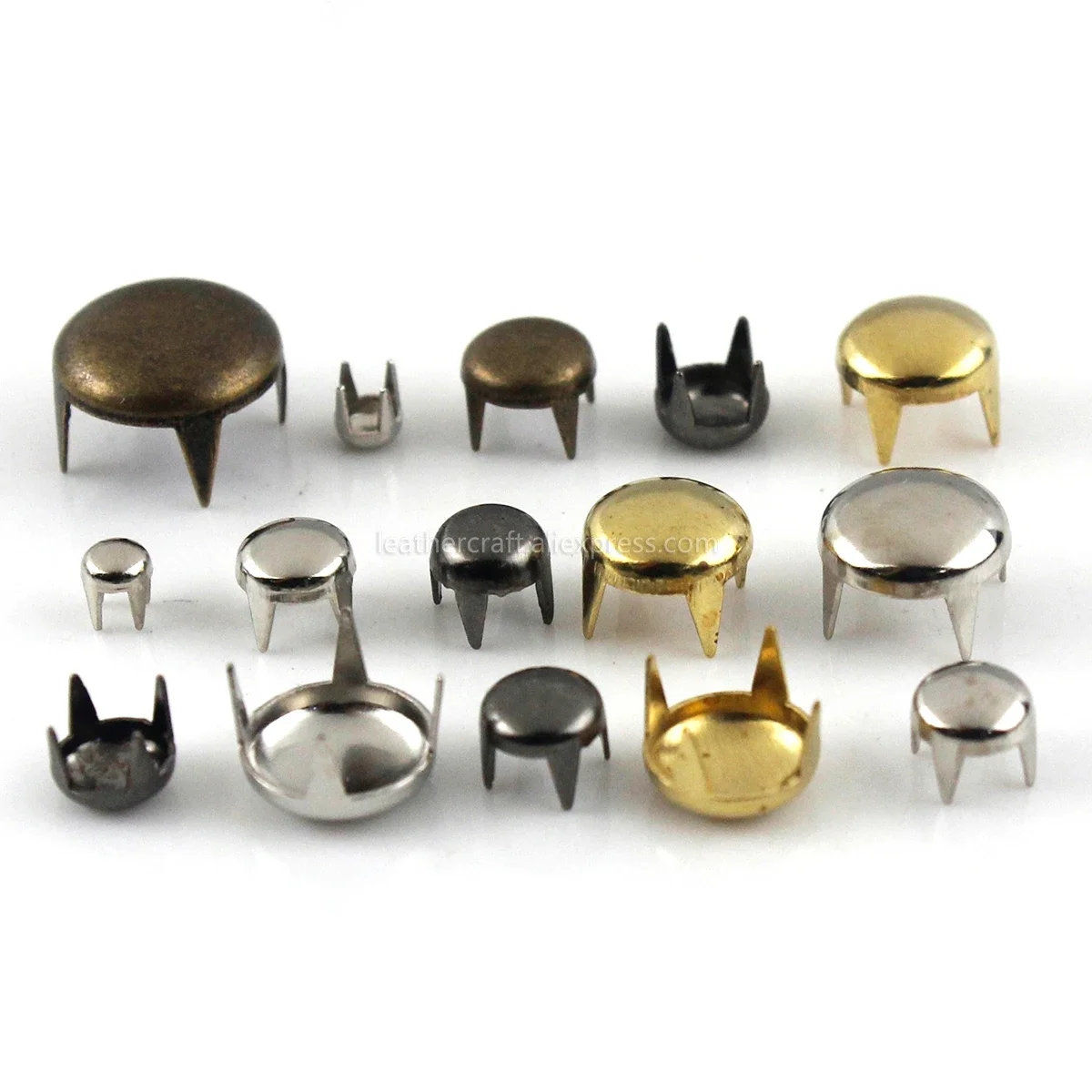 100sets 7-16mm Metal Round Cap Claw Rivets Studs Leather Craft Bag Belt Garment Shoes Collar Decor Accessories