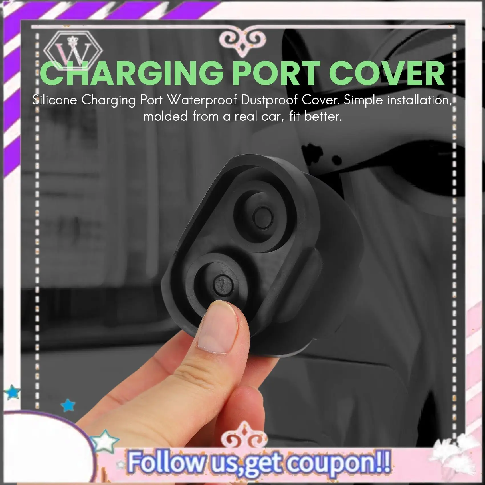 

A76T-Silicone Charging Port Waterproof Dustproof Protective Cover For Tesla Model 3 2017-2020 Model Y-Eur Version