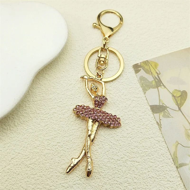 

Ballet Dancer Keychain Pink Rhinestone Ballerina Key Chains Souvenir Gifts for Women Girls Jewelry Gift llaveros K9232S01
