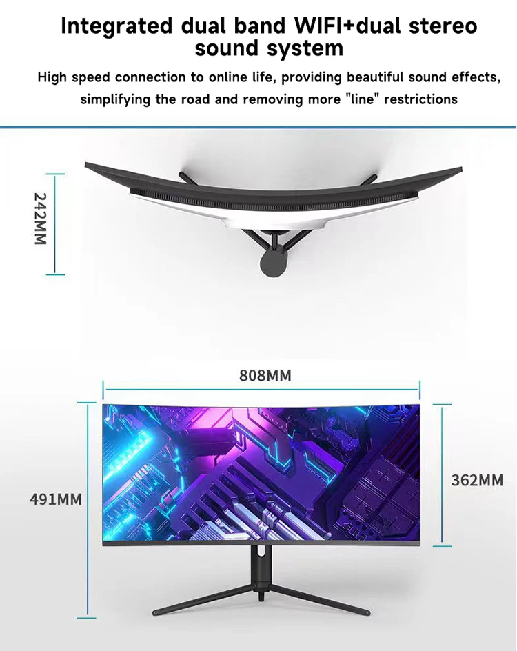 34 Inch 4K Curved Screen Desktop Computer Ordenador Todo En Uno Core I5 I7 All in One Gaming Pc