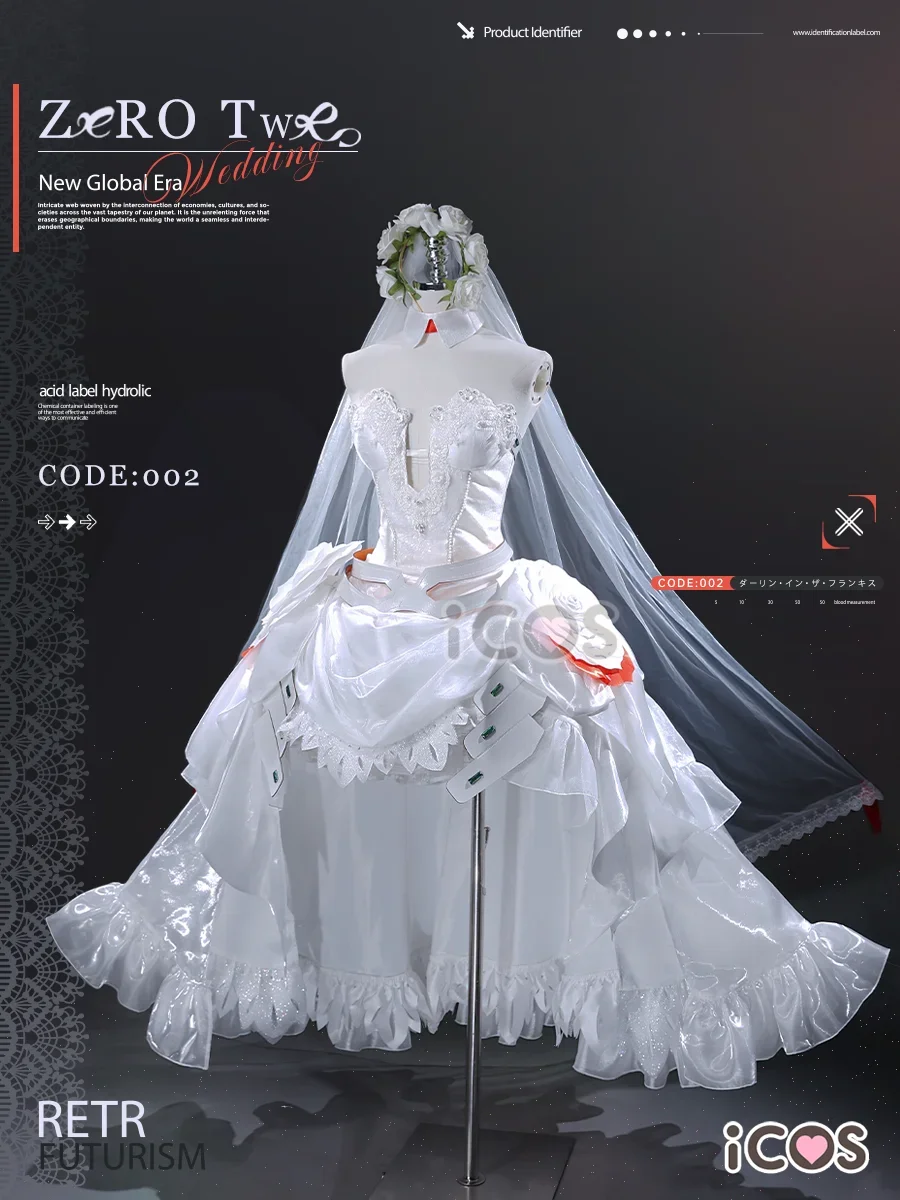 Костюм для косплея DARLING in The FRANXX Zero Two 02, свадебное платье, униформа на Хэллоуин, карнавал, вечеринку, Рождество, ролевая одежда