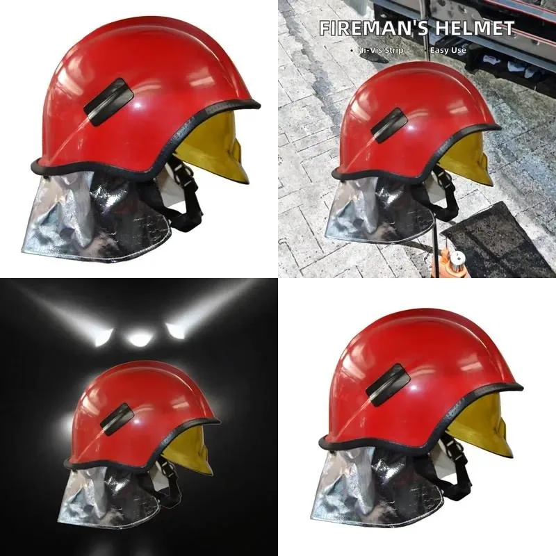Yellow/Red Reflective Stripes Full Protection Fire Helmet Neck Guard Rubber Material Customizable Durable Hard Accessories