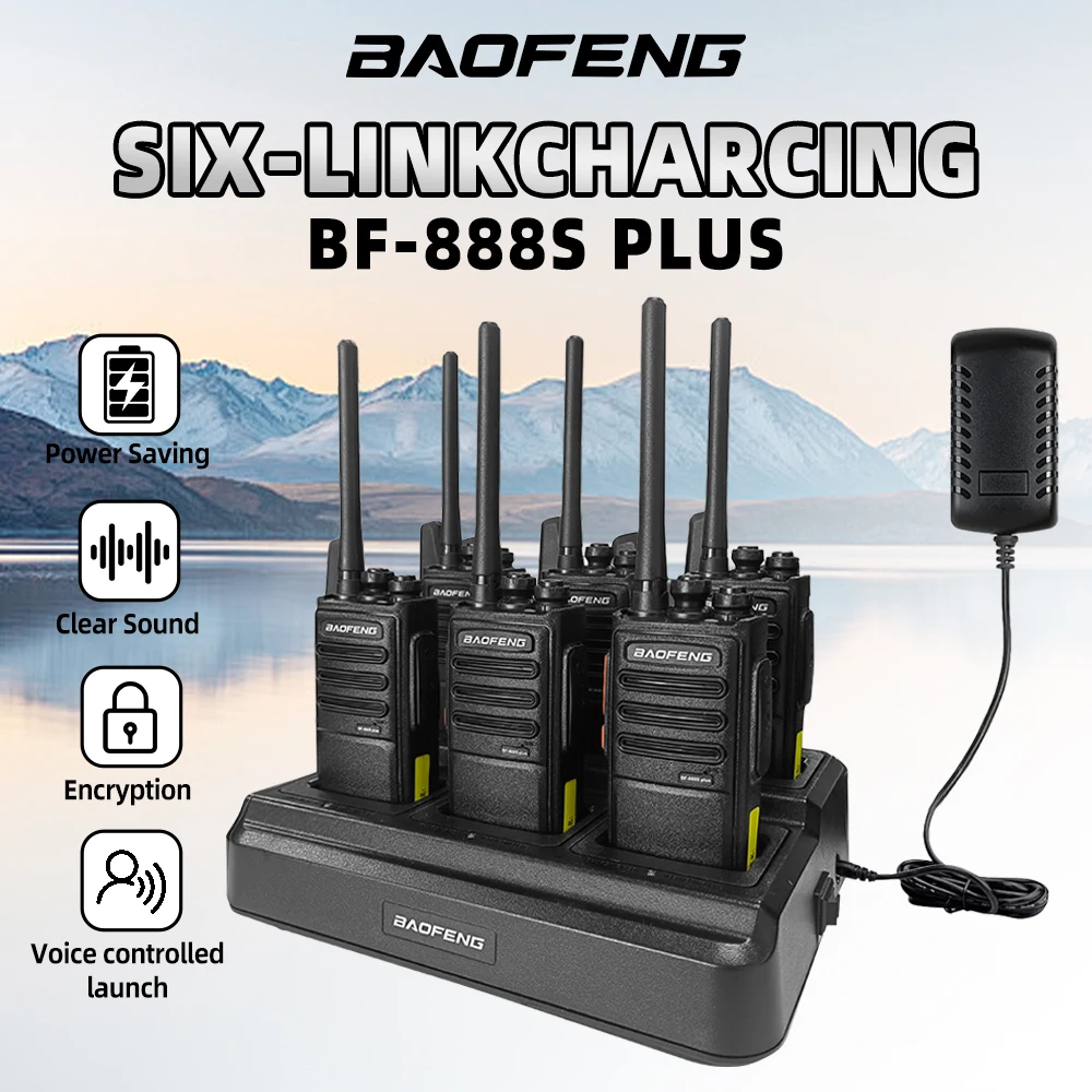 6-Pack Baofeng 888S PLUS Walkie Talkies UHF 400-470MHz BF-888S Portable 16-Channel Long-Distance Professional Range 3-5km Radio