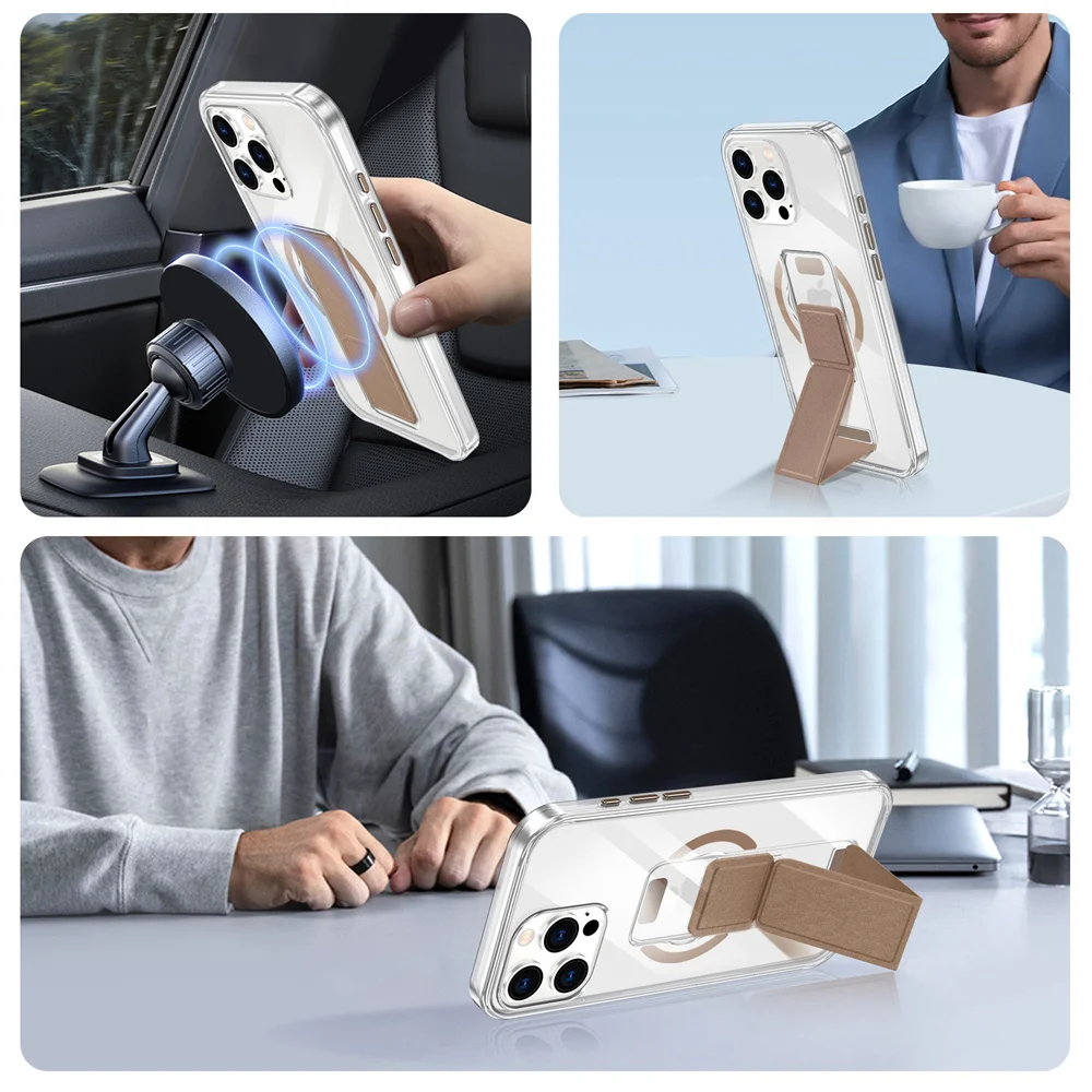 럭셔리 폴딩 손목밴드 스탠드 자석 휴대폰 케이스 아이폰 17 15 16 플러스 14 13 12 프로 맥스 충격 방지 보호 백 커버