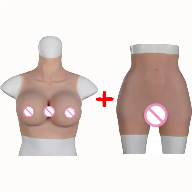 Silicone Breast Form And Fake Vagina Panties Set Big Boobs Butt Enhancer Underwear Male To Female For Crossdresser Transgender